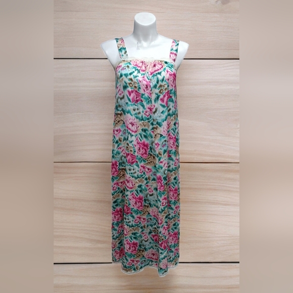 Vintage Lucie Ann Floral Peignoir Robe with Gown Lingerie Set Sz S Maxi Length - Picture 3 of 9